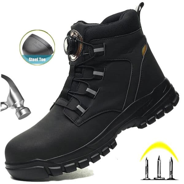 Rotating Button Work Shoes for Men Anti Puncture Work Sneakers Waterproof Work Safety Shoes Non Slip Steel Toe Tactical Boots 251107