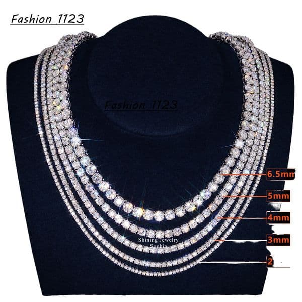 GIGAJEWE Moissanite Tennis Necklace and Bracelet 925 Sterling Silver Plated with 18k White Gold Pass the Diamond test