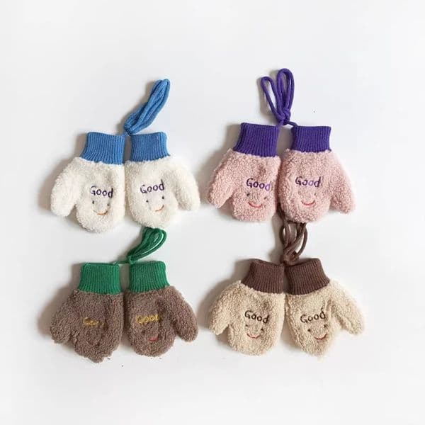 Lamb Fleece Children Gloves Winter Warm Baby Plush Mittens 1-4year Boy Girl Kids Hanging Neck Fingerless Gloves Cartoon Glove 251110BJ