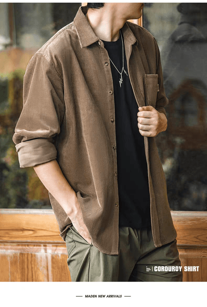 Casual Mens Winter Proof Corduroy Top with Comfortable Sleeves Autumn Fashion Stylish Men's Ribbed Cotton Blend Sweater