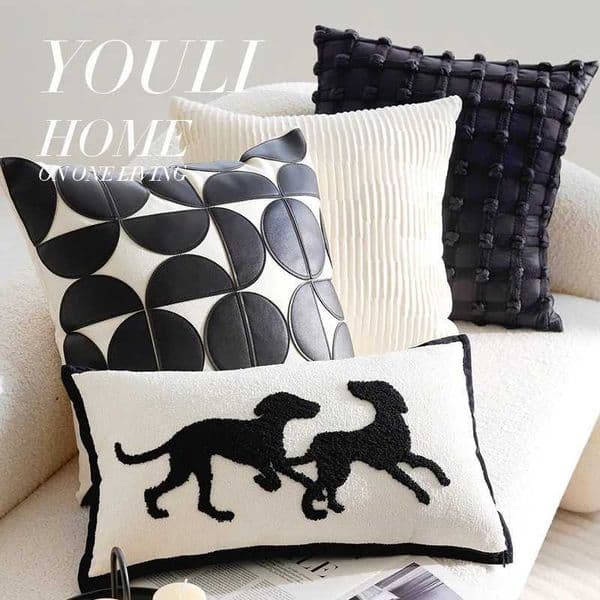 30x50/45x45CM French Retro Throw Pillow Cover Black Luxury Stamping Waist Cushion Cover Decor Home Decorative Pillowcase 2025 Y251110