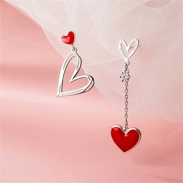 Korean New Design Asymmetric Love Heart Earrings For Women Girls Elegant Pearl Long Tassel Drop Earrings Fashion Jewelry Gift J251110