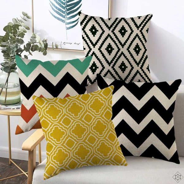 45x45cm Linen Polyester Cushion Cover Abstract Geometric Grids Stripe Throw Pillowcase for Sofa Home Decor Pillows Case Y251110