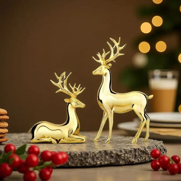 Elegant Resin Reindeer Statue Christmas Ornaments Plated Living Room Dining Table Decor Family Decor 251110