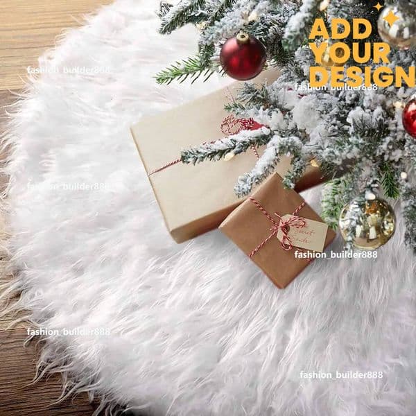 Custom 78/90/122CM Christmas White Plush Faux Fur Tree Skirt Decor Xmas Party Holiday Decoration