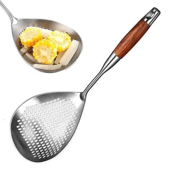 304 Stainless Steel Skimmer Strainer Slotted Ladle Mesh Deep Fryer Oil Frying Scoop Colander Cooking Spoon Kitchen Tools 250402