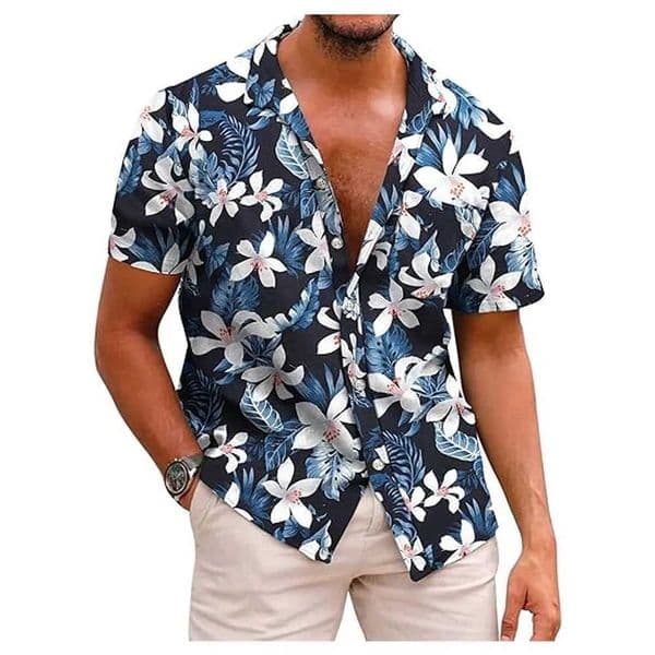 Summer mens Hawaiian shirt couple clothing mens casual clothing floral shirt tropical beach shirt mens short sleeved button X250410