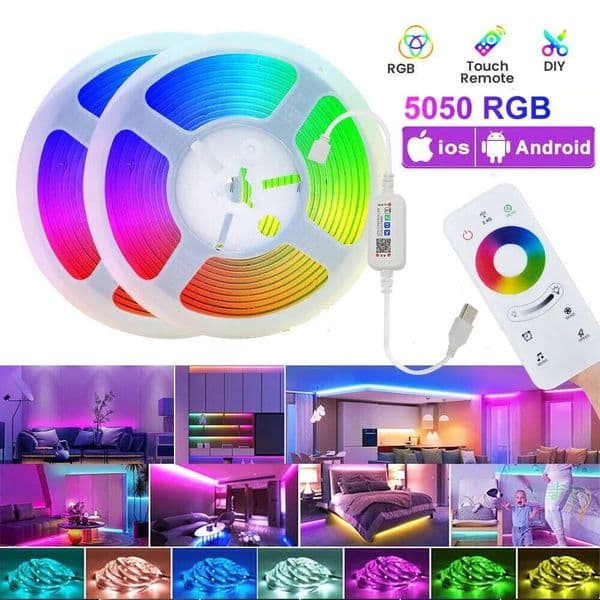 Christmas 1-30M/100FT Light USB RGB Ribbon Tape Bluetooth Touch Remote Control Strip LED TV Backlight For Bedroom Decor ddmytues