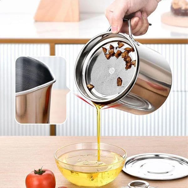 Filter Oil Pot Stainless Steel Household Leak-proof Wine Pot Pouring Oil Bottle Seasoning Tank Kitchen Tools Pot Oil Tank 1.4L 250402