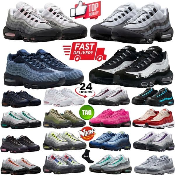 Designer shoes running shoes 95s mens shoes 95 Triple Black White Neon Blue Green Red Smoke Grey Olive Obsidian Speed Yellow sports runners outdoor 95s sneakers 36-45