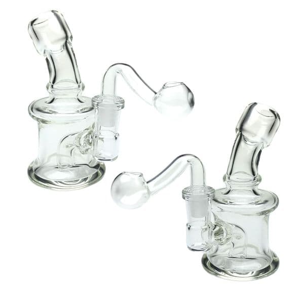 Goodsstore 3.5 Inch 10mm Female Oil Burner Glass Bong Water Pipes 2 Pcs Thick Mini Glass Head Traveling Pocket Bongs