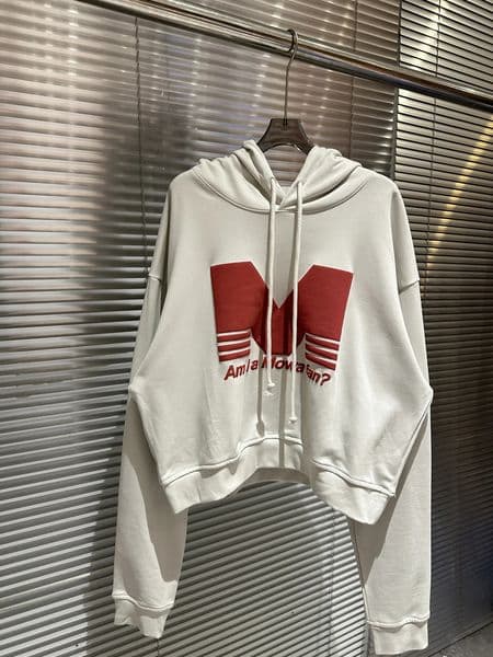 2025 Mowalola high quality Am I a Mowa fan Red slogan M foam printing oversized men women hooded sweatshirt short hoodies 251024