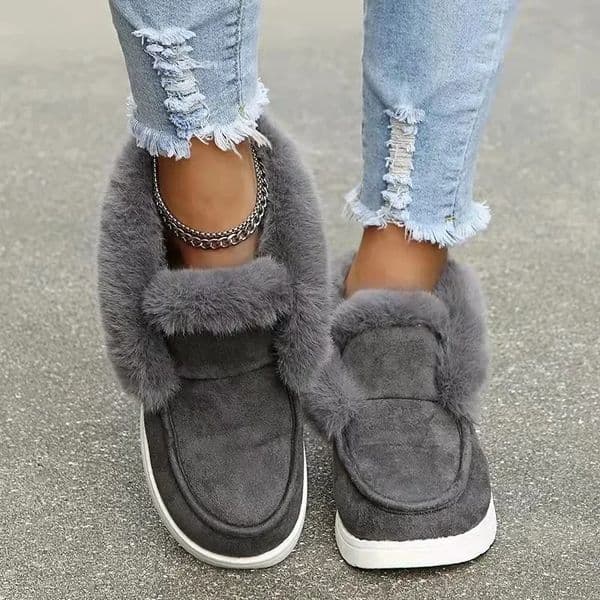 Ladies Slip on Comfortable Ankle Boots Women Winter Warm Plush Fur Snow Boots Suede ShoesFemale Footwear Botas Femininas 251111