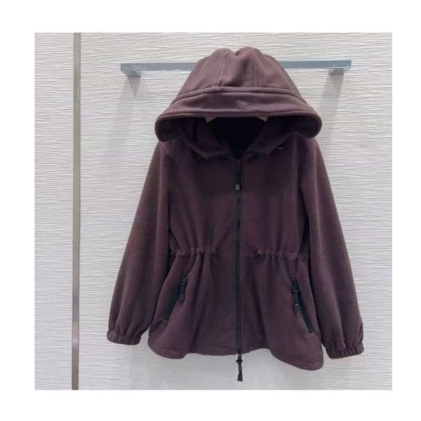 Fashion hooded womens jacket designer women jacket trendy black fleece waist cinched coats outdoor windproof warm casual woman jacket