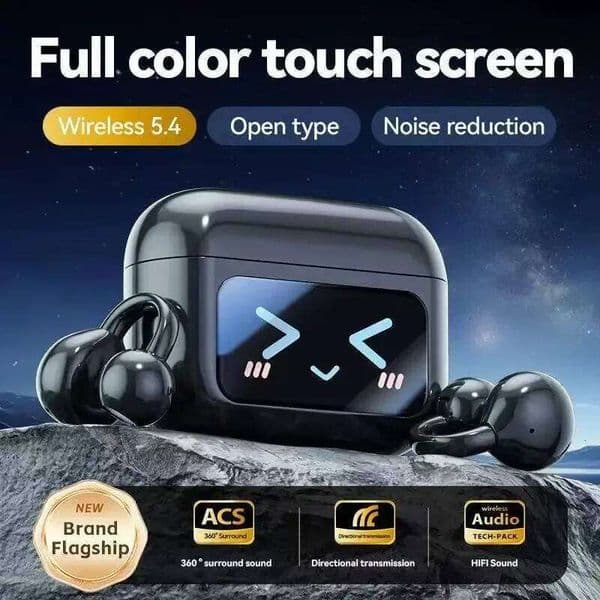 New M Multi Functional Touch Screen Wireless Bluetooth Earphones Clip On Earbuds Sports Game Noise Cancelling Headphones