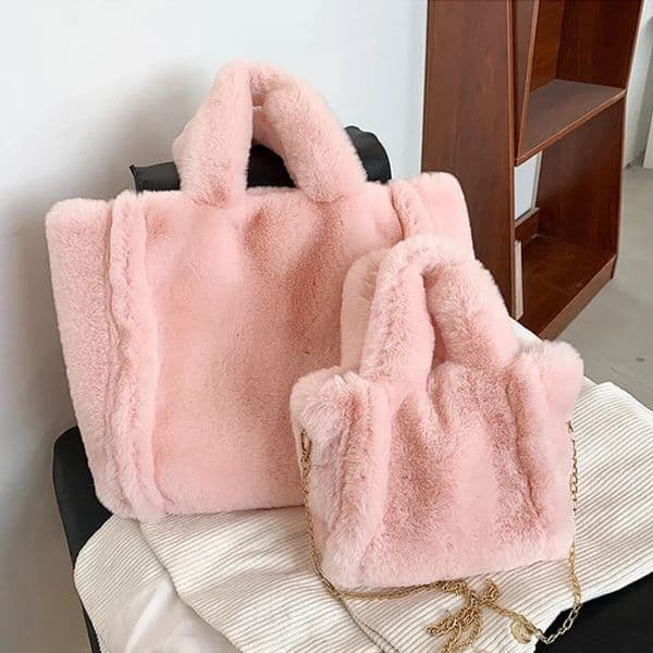 Winter Fashion Womens Furry Tote Handbags Large Capacity Ladies Faux Fur Shoulder Bag Soft Plush Female Crossbody Bags 251110