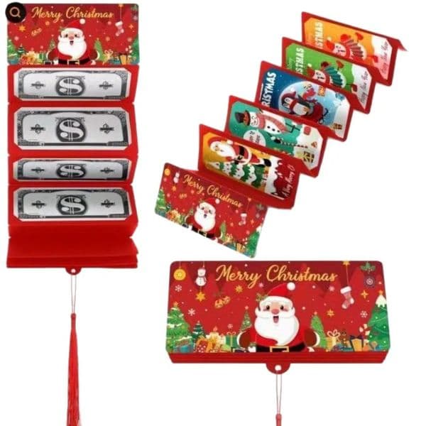 Christmas Money Pouches Christmas Red Envelopes 10-Slot Capacity Pull-Out Tassel Red Envelopes Universal Christmas Gifts For All Ages Surprise Money Envelopes