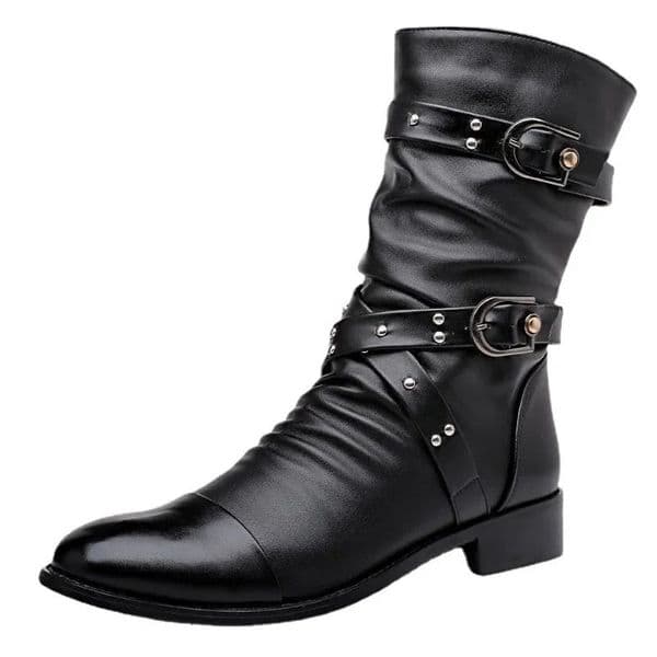 Mens Leather High Quality Mid Tube Boots Fashion Classic Autumn Winter Black Punk Rock Shoes Casual Men Womens Plus Size 3848 251111