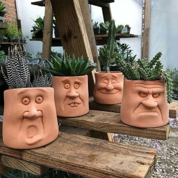 Vases Flower Pots Decorated With A Caricature Of Face Funny Potted Resin Ornaments Home Room Table Decoration Modern Living