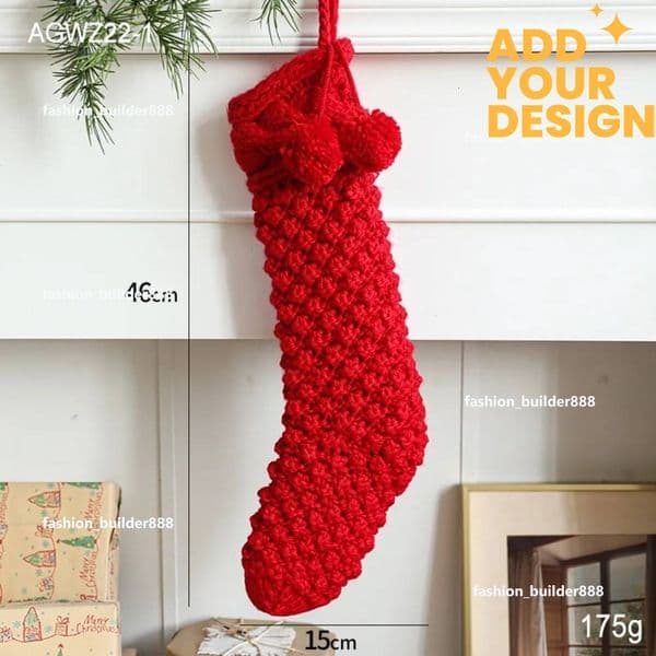 Custom Solid Color 46CM Knitted Yarn Socks Home Fireplace Hanging Gift Bag Party Favors Decor Christmas Stockings