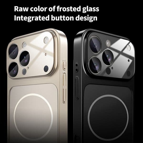QY New Matte Glass Back Panel Magnetic Orange Phone Case for iPhone 17 Pro Max With Lens Film Protective Cover