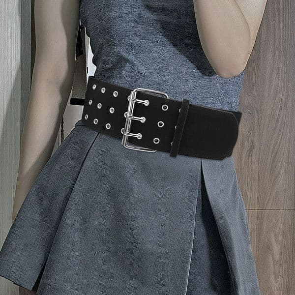 Suede matte wide belt feminine eyes three-row buckle decoration corset coat waist seal 251110