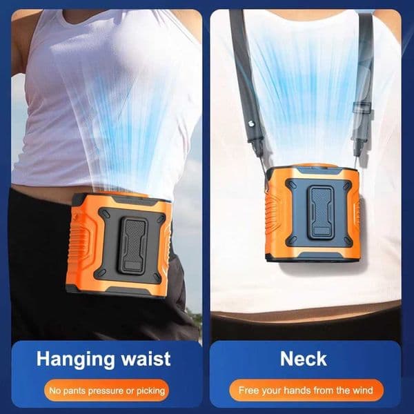 Portable waist fan USB charging clip type wearable waist belt shirt body fan with flashlight outdoor camping travel personal fan X250412