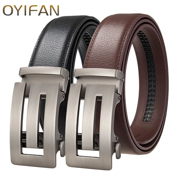 Fashion Automatic Buckle Mens Belt Mens Genuine Leather Belt Black Brown 35 cm Ratchet Belt for Men 251110