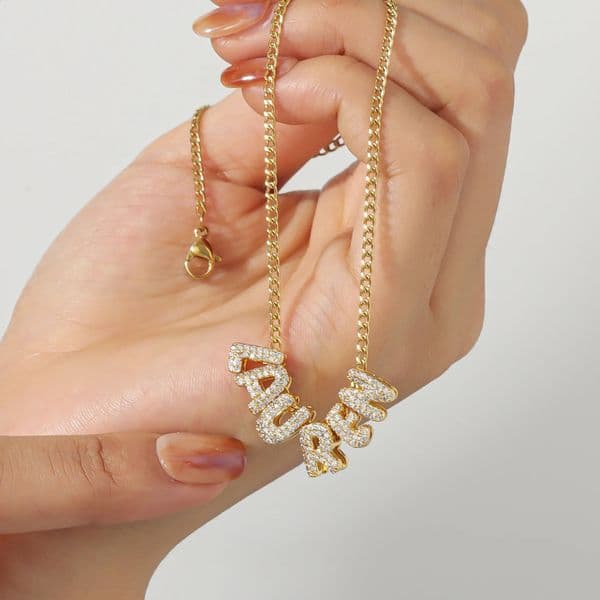 personalized puff name pendant 18k goldplated jewelry 3D bubble customization original letter necklace highend womens gift 250410