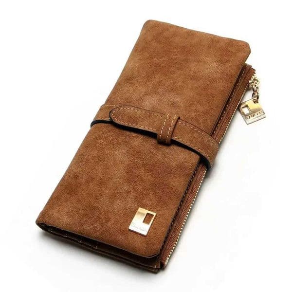 2023 New Womens Wallet Drawstring Nubuck Leather Zipper Long Design Wallet Double Folding Color Clutch Hot Card Bag Z250411