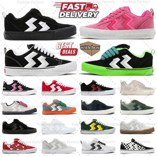 Designer shoes Knu Skool Sneakers Triple Black sneaker White Navy Green Brown Honey Yellow Mega Check Red Mens Womens Platform shoe with box