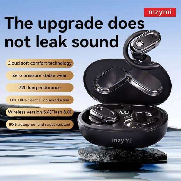 Mzymi I Open Ear Wireless Earbuds ENC Noise Cancelling Bluetooth Headphones IPX Waterproof Stereo Sound Headset With Mic