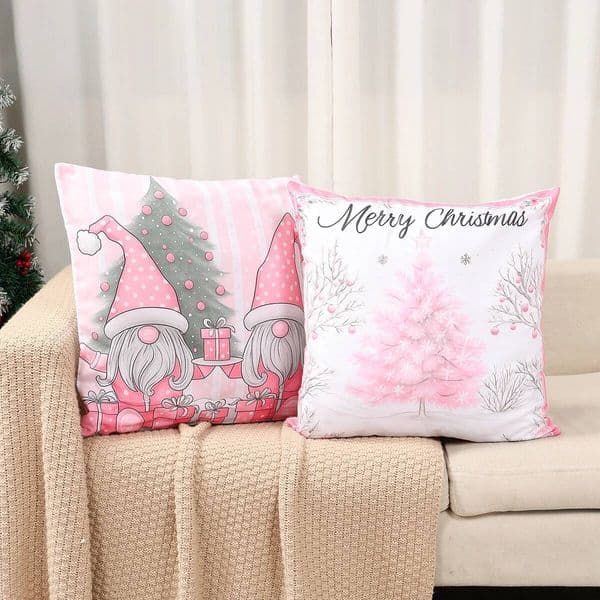 Christmas 4pcs Pink Snowman Pillowcase Navidad Natal Noel Tree Cushion Cover Decorations For Home 2025 New Year Decor ddmytues