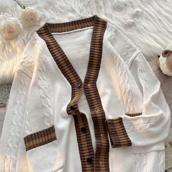 V-neck Street Style Cardigan Unisex Fall Winter Cardigan with Pockets V Neck Knit Sweater Coat Thick Elastic Long for WearXJ251112