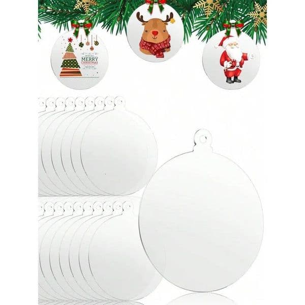 Christmas 10pcs Clear Blank Ornaments, Unfinished Round Acrylic for DIY Craft Hanging Ornaments ddmytues