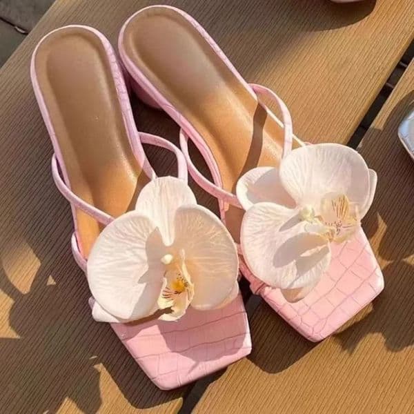 Womens High Heel Sandals Flower Elegant Shoes Womens Casual Fashion Outdoor Summer Sandals 250410BJ