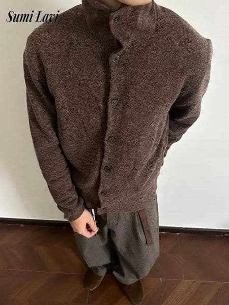Knitwear Mens Casual Shirts Fall Winter Daily Leisure Buttoned Lapel Knit Cardigan Tops Men Clothing Vintage Slim Knitted ShirtXJ251112