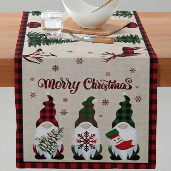 Christmas Polyester Pongee Runners Gnome Dolls Dining Decoration Faceless Doll Print Table Cloth ddmytues