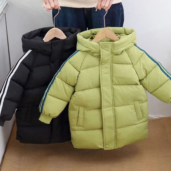 3-10 old Childrens cotton jacket winter plush and thickened down jacket mens and womens medium length hooded warm jacket 251111
