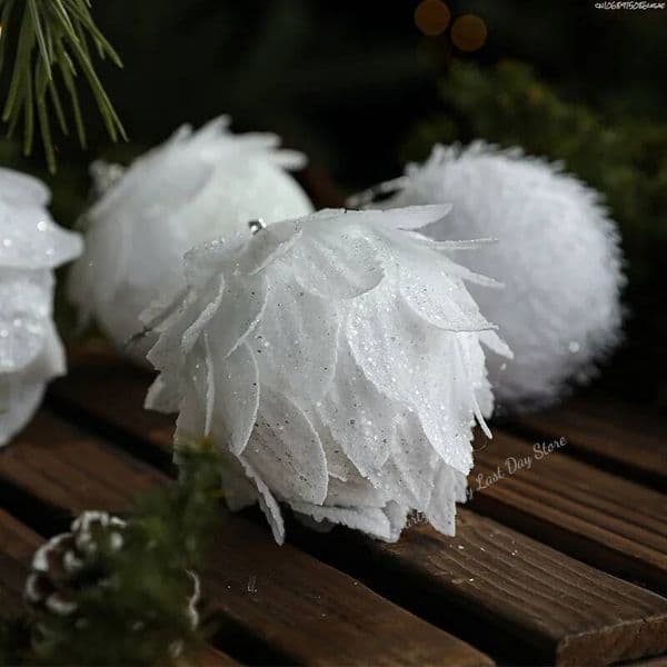 Christmas 1PCS 8cm White Ball Tree Hanging Pendant Flower Foam Snow Balls for Home Xmas Decoration New Year ddmytues