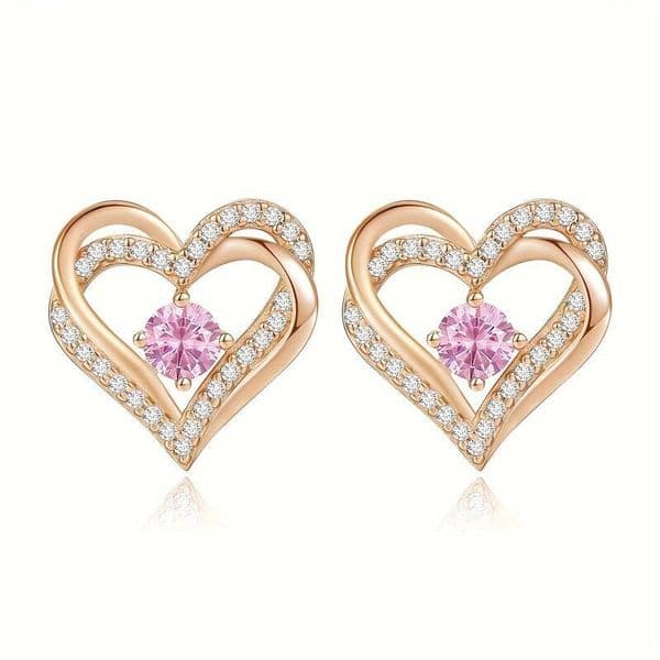 Forever Love Women's Earrings, Sterg Sier Birthstone Heart Stud Earrings Mother's Day Anniversary Birthday Jewelry Gift for Women, Wife and Her