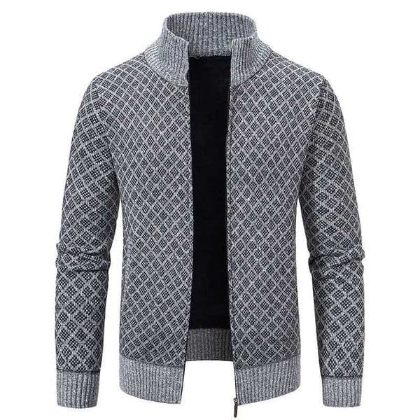 Mens Knitted Cardigan Coat Korean Slim Fit Trendy Sweater Autumn Winter Zip Up Mens Fleece Lined Top ClothingXJ251112
