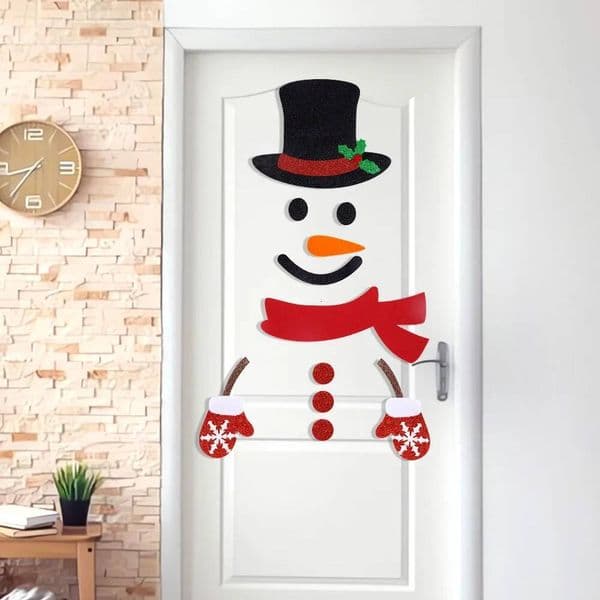 Christmas Door Window Stickers,Cartoon Snowman Santa Claus Elk Felt Cloth Wall Sticker,Christmas Home Decoration 2025 ddmytues