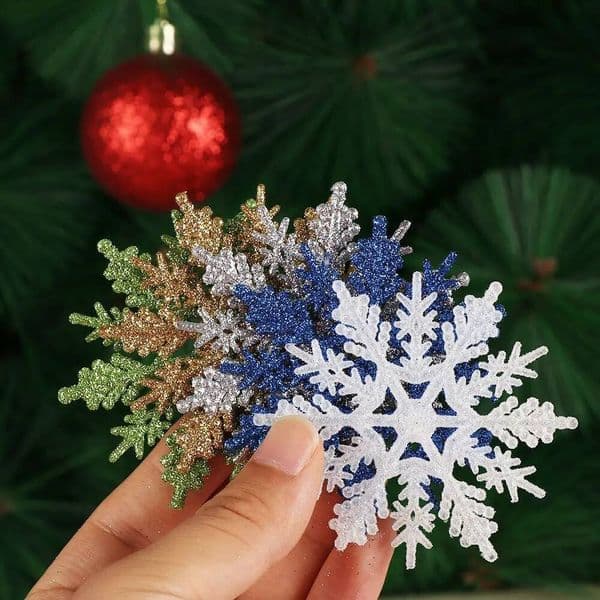 Christmas 12Pcs 7.5cm High Quality DIY Craft Charming Bauble Tree Decor Festival Decoration Party Ornaments Glitter Snowflake ddmytues