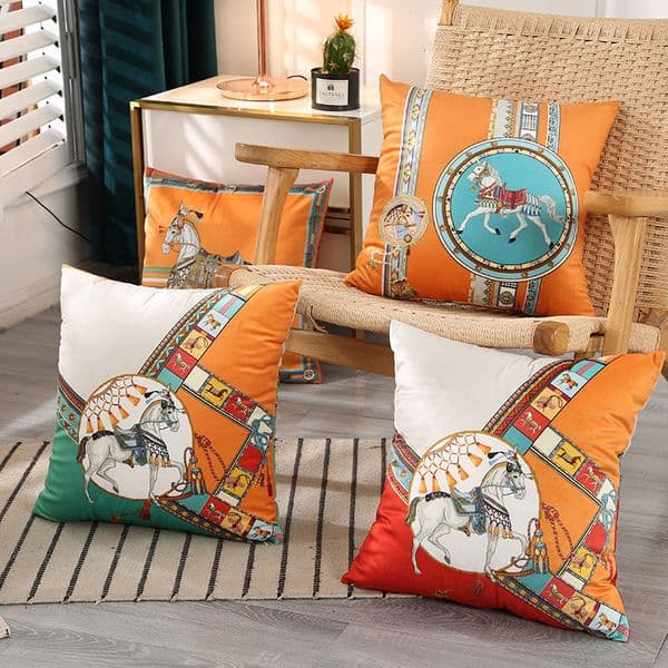 Light Luxury Printed Dutch Velvet Pillowcase Living Room Sofa Simple Modern Cushion Cover Bay Window Bedside Home Decor