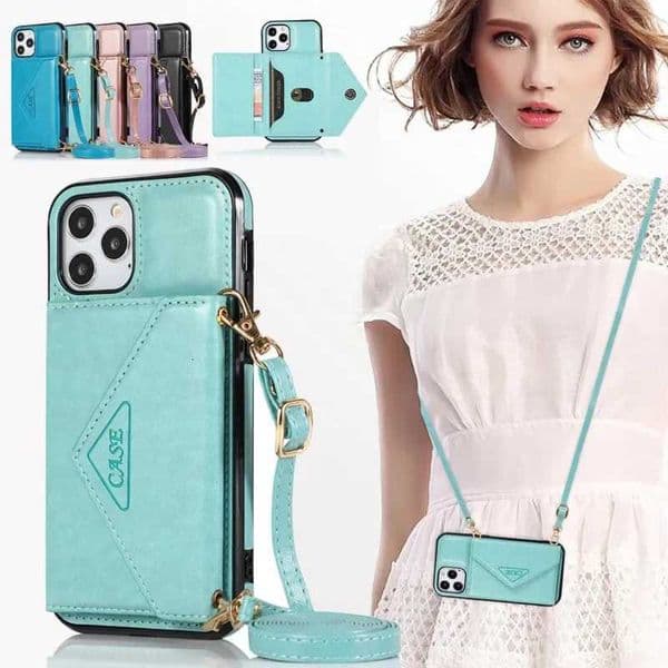 Long Lanyard Flip Leather Case For iPhone 16 Pro Max 15 Plus 14 13 12 11 XS XR X SE 2022 8 7 Wallet Card Back Cover Coque Etui K251111