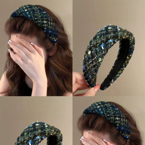 1PC Vintage Tweed Headband For Women Autumn Winter Fashion Elegant WideBrimmed Hair Hoop Accessories Stylish 251111