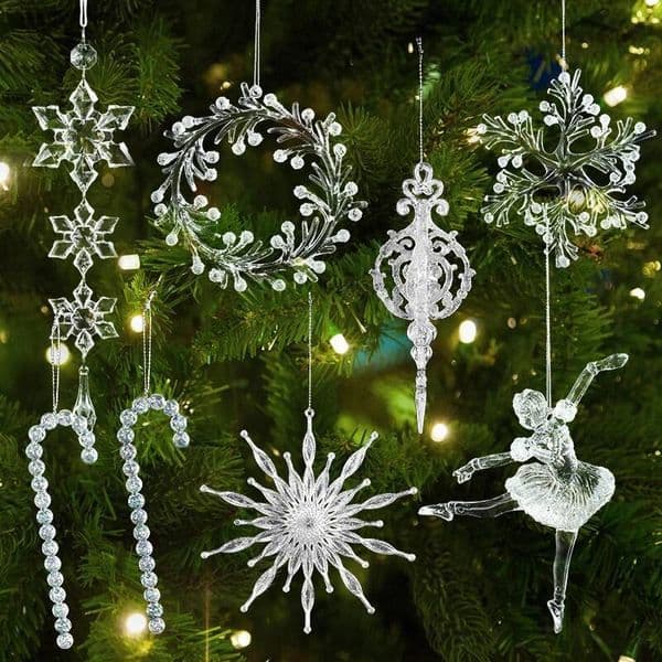 Christmas Xmas Tree Transparent Snowflake Hanging Ornaments Acrylic Pendant 2025 Decoration for Home Navidad Gifts New Year 2026 ddmytues