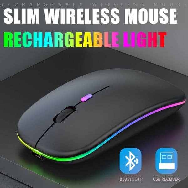 Bluetooth Wireless Mouse Rechargeable Luminous Silent Mice 2.4GHz USB Gaming Mouse for MacBook Tablet Laptop PC