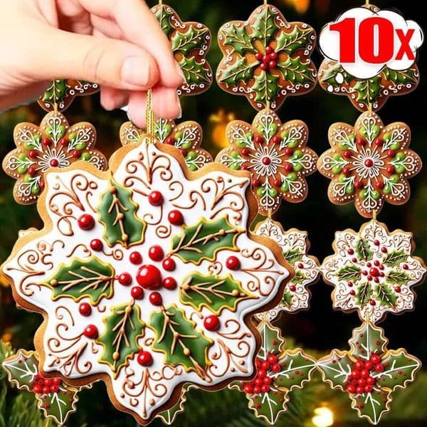 Christmas 2D Acrylic Snowflake Berry Leaves Ornaments DIY Tree Hanging Pendant Home Party Decors ddmytues